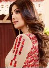 Shilpa Shetty Faux Georgette Embroidered Work Designer Straight Suit - 1