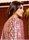 Fine Shilpa Shetty Embroidered Work Brown Faux Georgette Designer Straight Salwar Suit - 1
