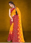 Embroidered Work Mustard and Red Contemporary Style Saree - 2