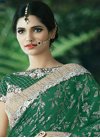 Hypnotic Green Lace Work Designer Contemporary Saree - 1