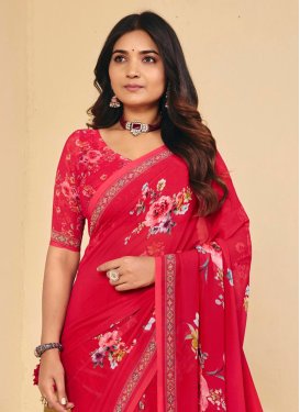 Georgette Traditional Saree with Digital Print Work for Casual in Red