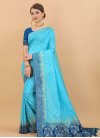 Light Blue and Navy Blue Woven Work Designer Traditional Saree - 1