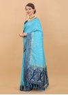 Light Blue and Navy Blue Woven Work Designer Traditional Saree - 2