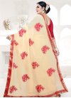 Embroidered Work Cream and Red Trendy Classic Saree - 2