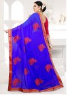 Blue and Red Embroidered Work Contemporary Saree - 2