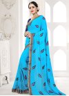 Lace Work Faux Georgette Trendy Saree - 1