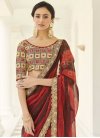 Coffee Brown and Red Designer Contemporary Style Saree - 1