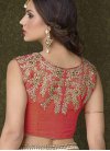 Compelling Silk Embroidered Work Tomato and White Trendy Lehenga - 1