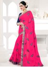 Navy Blue and Rose Pink Lace Work Contemporary Saree - 1