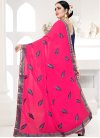 Navy Blue and Rose Pink Lace Work Contemporary Saree - 2
