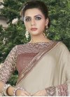 Sightly Silk Georgette Beige and Brown Lace Work Traditional Designer Saree - 1