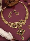 Superb Gold Rodium Polish Stone Work Alloy Jewellery Set For Ceremonial - 1