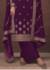 Embroidered Work Dola Silk Palazzo Designer Salwar Suit - 1