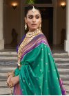 Green and Violet Woven Work Designer Contemporary Style Saree - 1