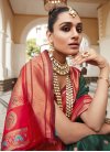 Green and Red Woven Work Paithani Silk Designer Contemporary Style Saree - 1