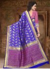 Blue and Rose Pink Thread Work Contemporary Style Saree - 2