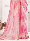 Faux Chiffon Digital Print Work Off White and Pink Traditional Designer Saree - 3