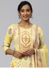 Beige and Yellow Cotton Readymade Designer Salwar Suit - 1