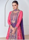 Pink and Purple Readymade Palazzo Salwar Kameez For Festival - 3