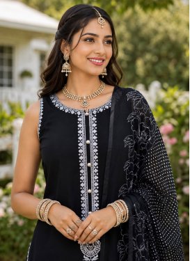 Chinon Palazzo Suit with Embroidered Work for Women in Black