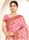 Pink and Red Woven Work Designer Contemporary Saree - 1