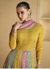 Georgette Mustard and Pink Readymade Anarkali Salwar Suit - 2