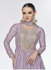 Embroidered Work Chinon Readymade Anarkali Salwar Suit - 1