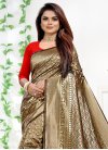 Black and Red Designer Traditional Saree For Ceremonial - 1