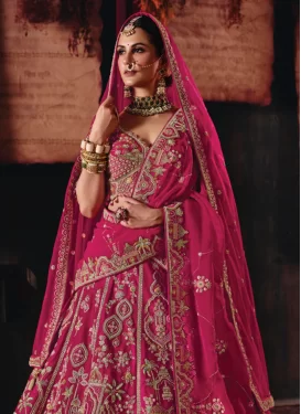 Silk Readymade Lehenga Choli in Rose Pink with Embroidered Work for Women