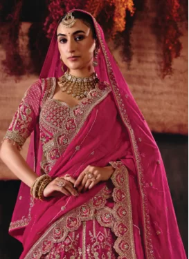 Silk Embroidered Work Readymade Lehenga Choli in Rose Pink