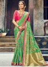Lace Work Green and Rose Pink  Trendy Saree - 1
