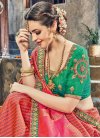 Coral and Green Art Silk Contemporary Style Saree - 1