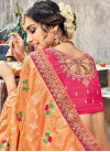 Peach and Rose Pink Traditional Saree For Ceremonial - 2