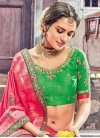 Embroidered Work Green and Rose Pink Trendy Saree - 1