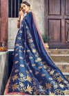 Navy Blue and Rose Pink Contemporary Style Saree - 1