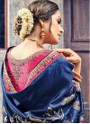 Navy Blue and Rose Pink Contemporary Style Saree - 2