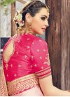 Beige and Rose Pink Embroidered Work Traditional Saree - 2