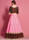 Art Silk Maroon and Pink Lace Work Designer A Line Lehenga Choli - 2