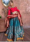 Rose Pink and Teal Banarasi Silk Trendy Lehenga For Bridal - 1