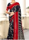 Black and Red Chiffon Satin Trendy Classic Saree - 2