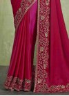 Crimson and Rose Pink Satin Silk Designer Contemporary Style Saree - 3