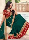 Bottle Green and Red Trendy Classic Saree For Party - 1