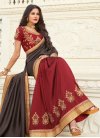 Embroidered Work Grey and Red Half N Half Trendy Saree - 1