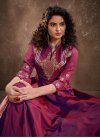 Satin Silk Readymade Long Length Gown For Ceremonial - 1