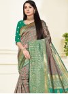 Coffee Brown and Green Designer Traditional Saree - 1