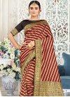 Black and Red Woven Work Designer Contemporary Saree - 1