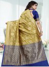 Blue and Olive Woven Work Designer Contemporary Saree - 1