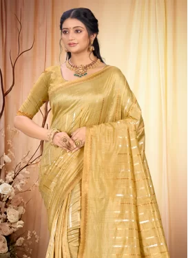 Cotton Silk Classic Saree with Woven Work in Gold
