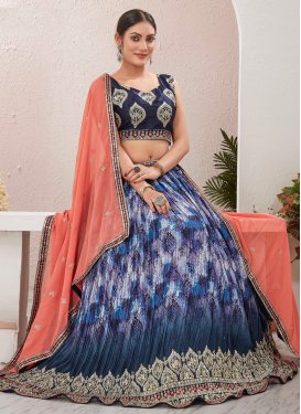 Chinon Digital Print Work Readymade Lehenga Choli in Multi Colour