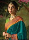 Brasso Olive and Teal Contemporary Style Saree For Ceremonial - 2